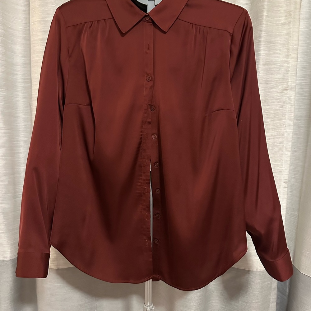 Torrid Rich Burgundy Satin-feel Button-Down Shirt